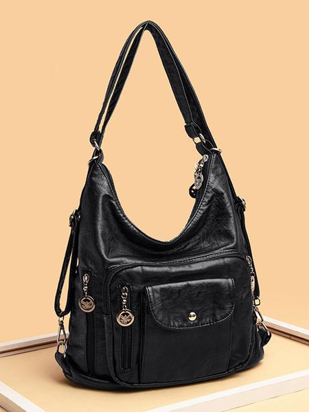 

evening bags pu vintage women leather crossbody shoulder bag casual multi pockets large capacity handbags middle-aged mother