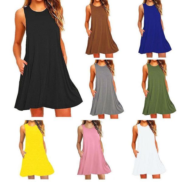 

womens women dress summer dresses fashion sundresses loose casual red black pregnant woman tank plus size, Black;gray
