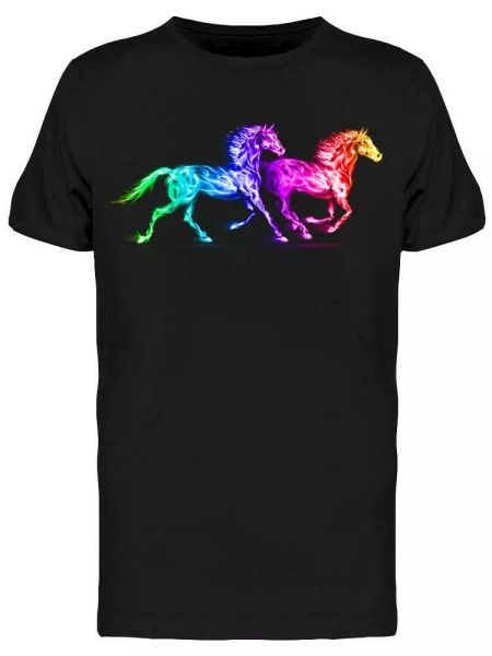 

rainbow fire horses tee men's -image by shutterstock, White;black