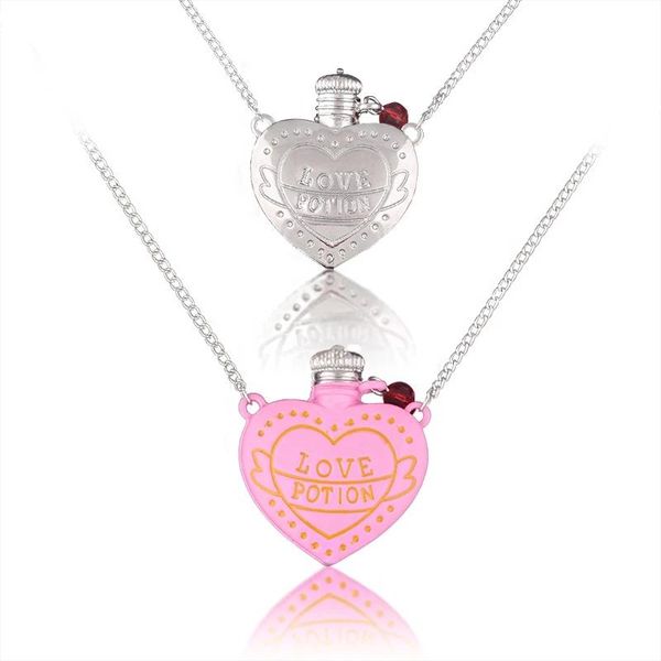 

pendant necklaces sg movie love potion heart bottle pendants 3d double-sided link chain necklace for lover's jewelry wholesales, Silver