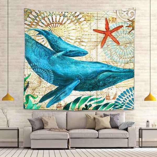 

tapestries simsant blue whale tapestry marine life sea animals art wall hanging for living room bedroom home dorm decor