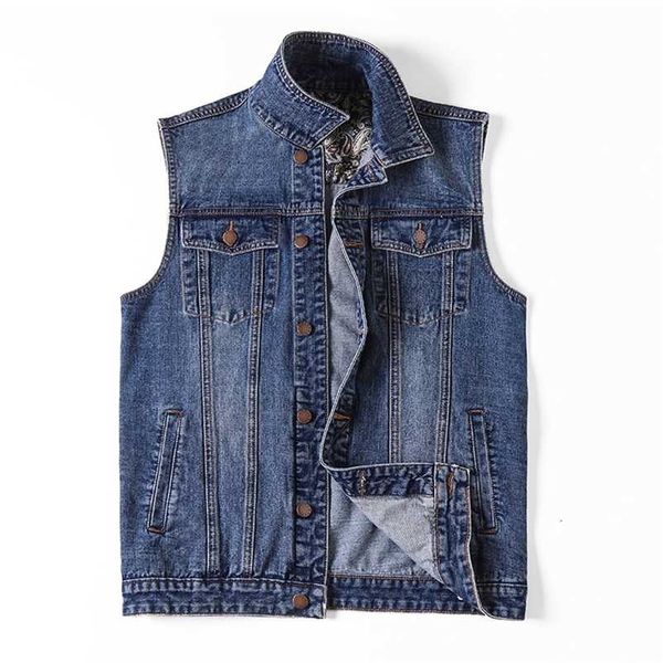 

men's denim vest jacket large size 6xl plus 7xl clothing summer fashion waistcoat male casual big size jeans men 211106, Black;brown