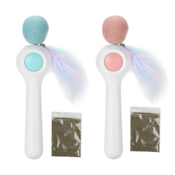 

cat toys interactive feather ball toy abs with catmint for kitty training exercise
