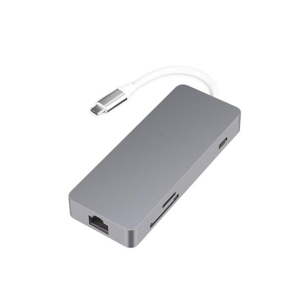 

7-in-1 usb type-c hub with lan port to converter 4k video hd tf card reader multifunction 3.0 hubs