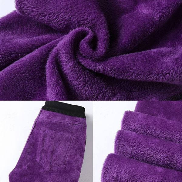 

20112021 women stretch high waist winter plush warm oversized jeans lady plus size 5xl skinny pants students jeans pencil trousers, Blue