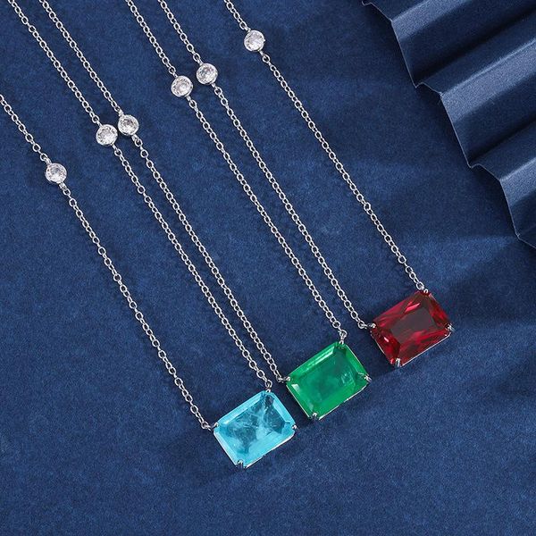 

pendant necklaces 2021 simple atmosphere large particl cubic zirconia green fashion necklace for women jewelry statement, Silver