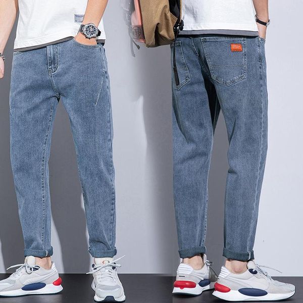 

men's jeans autumn and winter retro slim pants straight 2021 spring, Blue