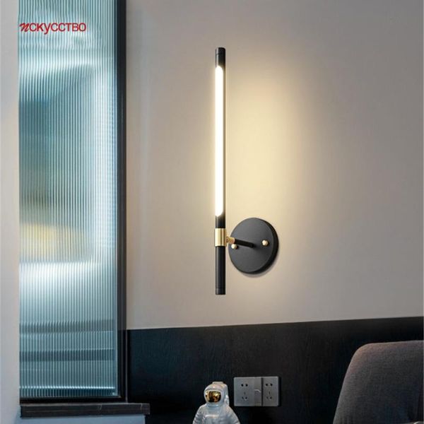 

nordic black long tube changeable led wall lamp for bedroom bedside study office reading sconce simple home decoration lights