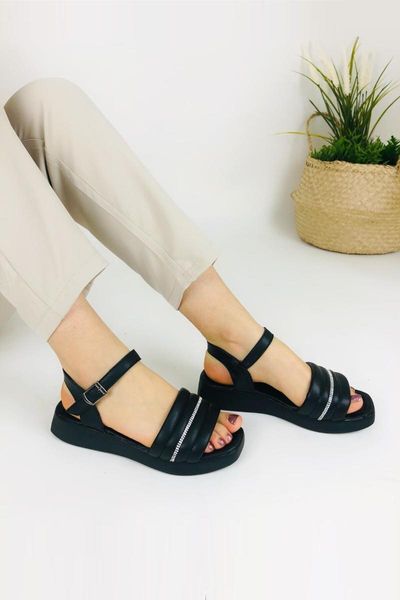 

sandals women's black flat strass