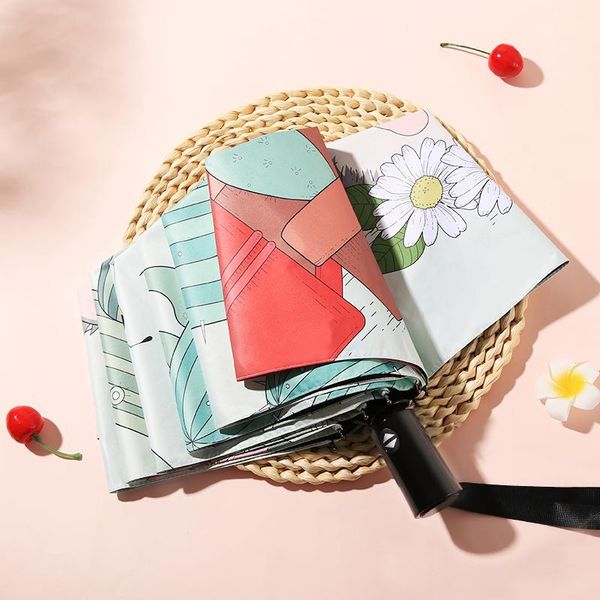 

umbrellas cute cartoon umbrella folding automatic portable sun windproof women kids summer paraguas mujer gear db60ys