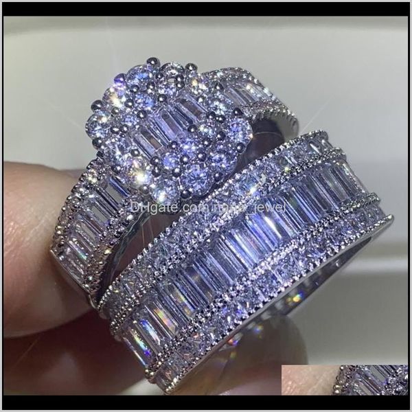 

new arrival unique luxury jewelry handmade 925 sterling silver full princess cut white z cz diamond eternity women wedding band ri aj3mu, Slivery;golden