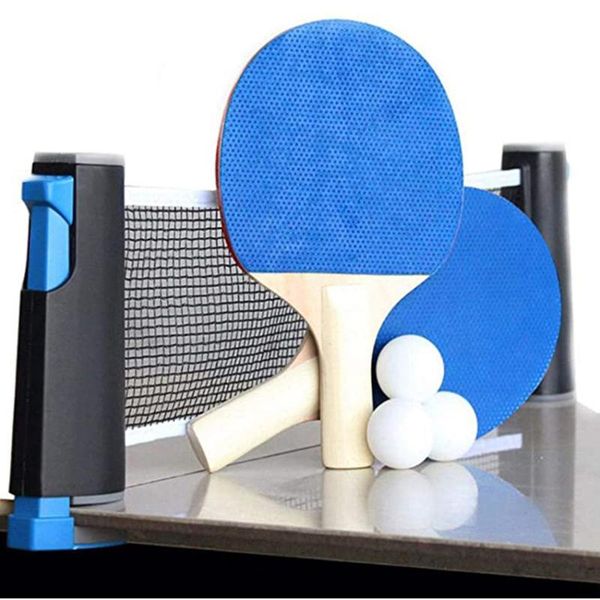 

table tennis rack two racket six ball portable automatic set raquets