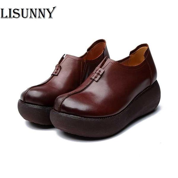 

dress shoes 2021 women's on the platform made of genuine leather retro, Black