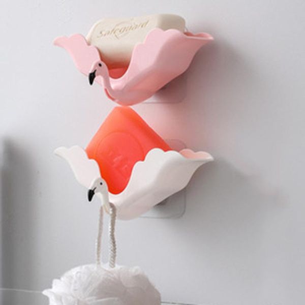 

soap dishes lovely flamingo holder wall-mounted bathroom kitchen sponge drain racks storage box organizers dish tray
