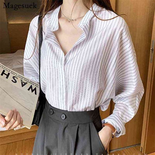 

office lady thin sunscreen shirts and blouses fashion striped women summer long sleeve 11391 210518, White