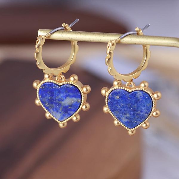 

dangle & chandelier fashion style love heart natural stone temperament atmosphere retro earrings, Silver