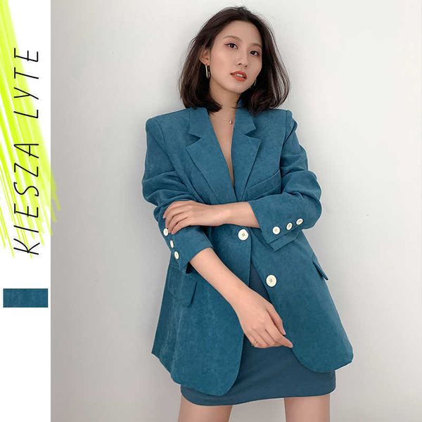 

british style blazer woman spring autumn chic casual blue french femal suit jacket 210608, White;black