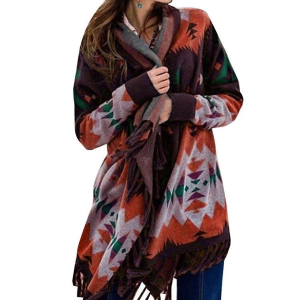 

women's knits & tees 3xl women cardigan coat floral printed long sleeve jacket ladies irregular casual outwear, White