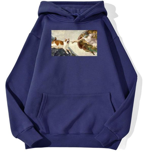 

women's hoodies & sweatshirts cat breaking into a famous painting hoody women casual sport hoodie cool skin friendly loose streetwear f, Black