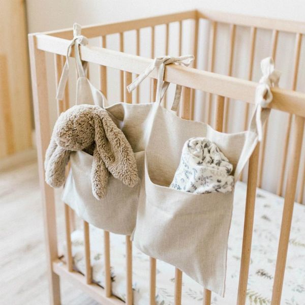 

storage bags linen bedside hanging pocket bag bedroom magazine pouch diaper caddy toy holder baby tissue box home organizer