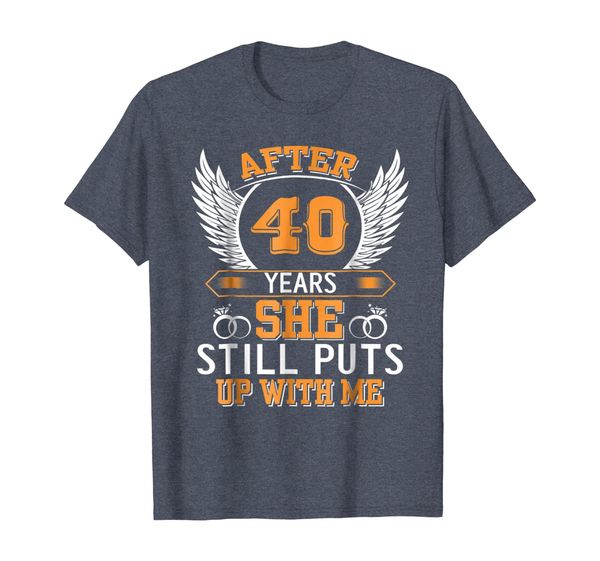

40th anniversary gifts for him/men. t-shirt for husband, White;black