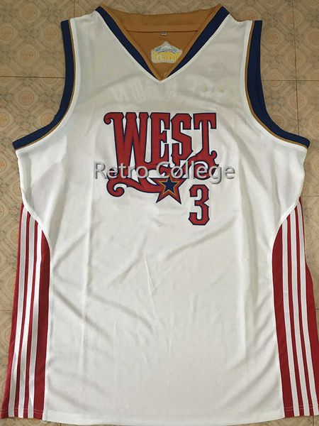 Masculino raro Allen Iverson #3 West All Star Retro camisa de basquete costurada qualquer número e nome