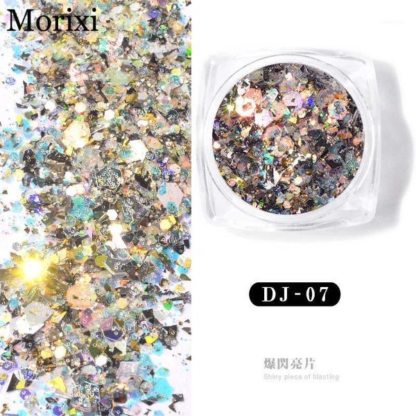 

nail art glitter flakes 12 colors rainbow powder change color under sunlight polish decoration sequins mz0611, Silver;gold