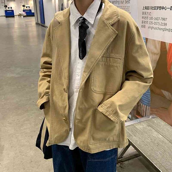 

men's jackets autumn cotton casual fashion solid color business suit men streetwear loose korean style dress mens 4h32, Black;brown