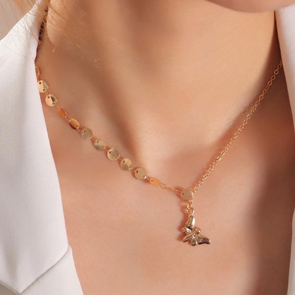 

chains hahagirl vintage butterfly pendant necklaces for women gold color metal charm chain choker bohemian party jewelry gift, Silver