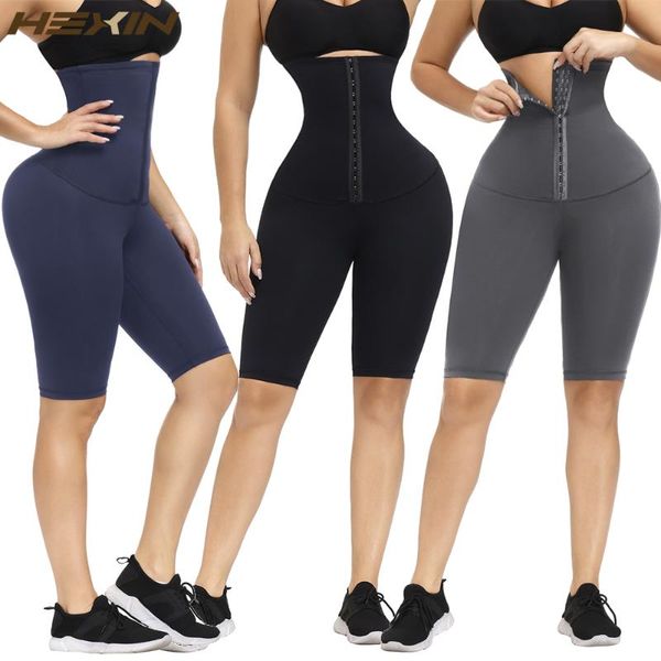

women's shapers bulifter body shaper sweat shapewear high waist tummy control panties trainer leggings shorts fitness workout fajas, Black;white