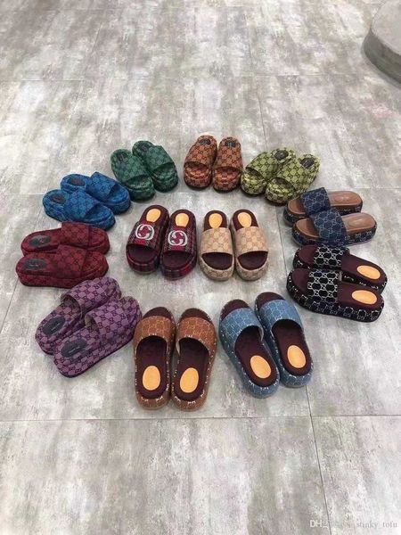 

womens shoe designer fabric printed platform slippers a flip flops espadrilles shoes canvas material fashion classic 46b8 zmm, Black