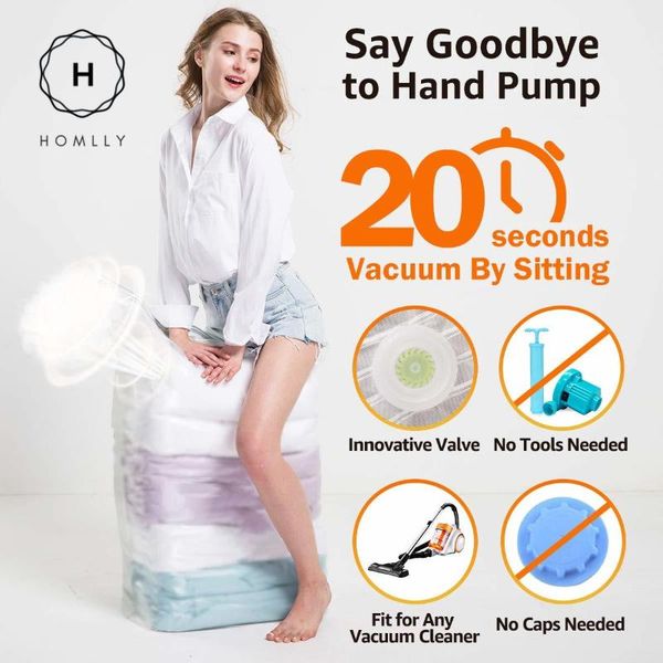 

clothing & wardrobe storage homlly travel compression bag (no pump needed)