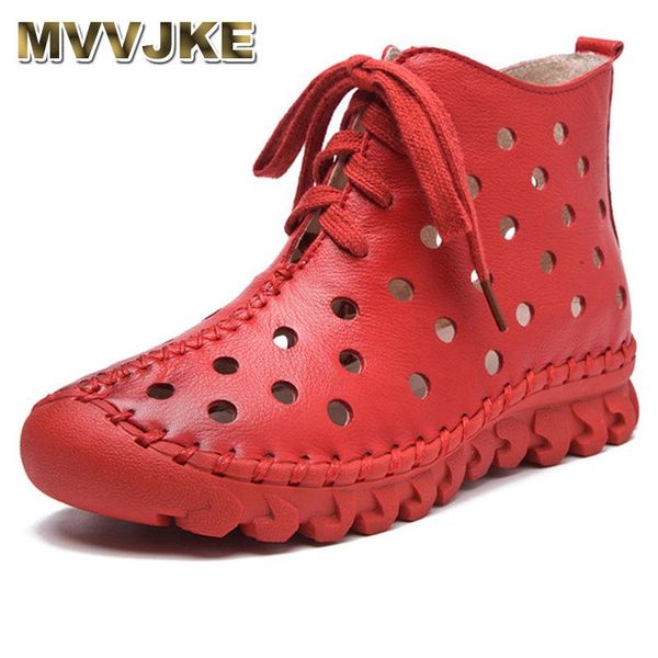 

boots mvvjke women old mother female shoes hollow cow genuine leather pigskin rubber cool vintage spring size 35-40, Black