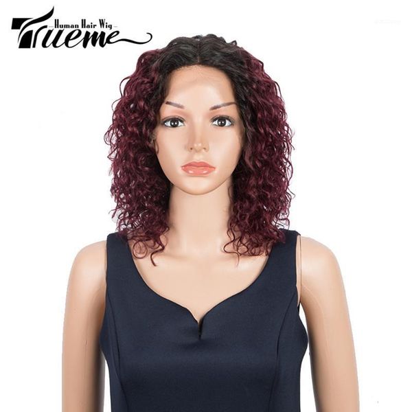 

truemeÂ shortÂ waterÂ waveÂ laceÂ front humanÂ hairÂ wigsÂ remyÂ brazilianÂ bob lace front wig shortÂ bobÂ curlyÂ wigsÂ forÂ blackÂ women wigs1, Black;brown