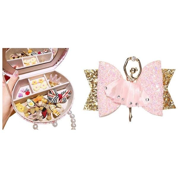 

rhinestone ballet girl hairpin bows with clips flash glitter & girls sets headdresses hair princess accessories, Slivery;white