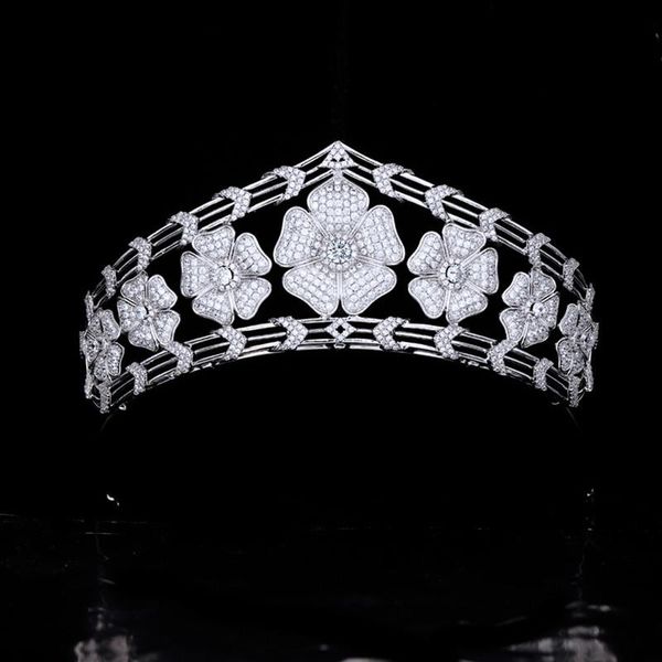 

hair clips & barrettes myfeivo beauty floral wedding crown tiara full zircon bridal headdress women jewelry accessories hq0546, Golden;silver