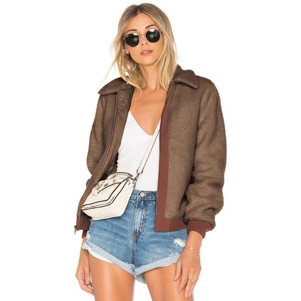 

women's jackets fashion women coat wool winter warm zipper lapel coats jacket outwear slim clothes overcoat, Black;brown