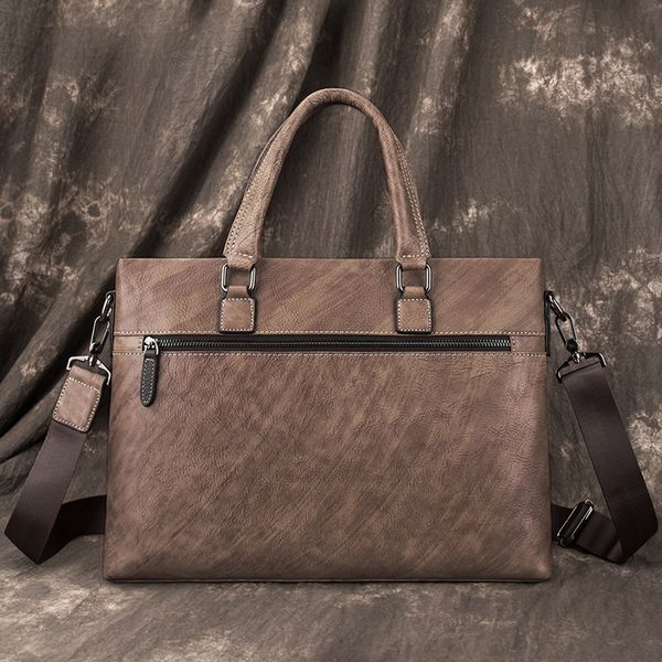 

briefcase leather handbag men's large capacity cowhide computer business portable simple bag