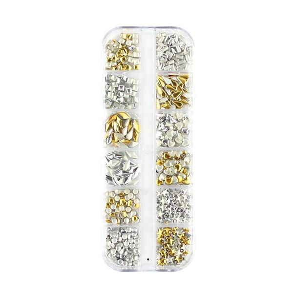 

nail art decorations mixed metal rivet jewelry gold and silver boxed, Silver;gold