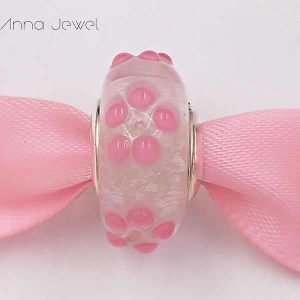 DIY charme pulseiras jóias pandora murano espaçador para pulseira fazendo pulseira rosa flores de vidro grânulo para mulheres homens presentes de aniversário festa de casamento