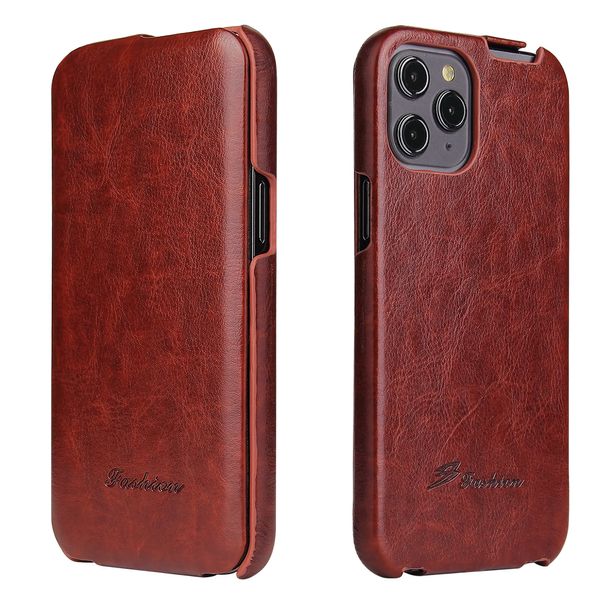 Mobiltelefonfälle Luxus Retro Vertical Flip Ledertasche für iPhone 12 Pro 12Mini 6S 7 8 X XR XS Max SE Vollständige Abdeckung