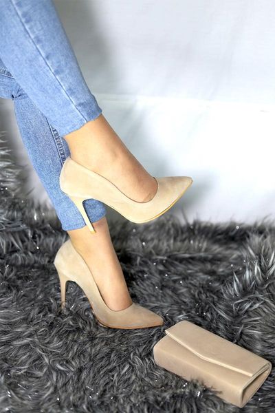 

ten suede  cm heel women 's classic high-heeled shoes dress, Black