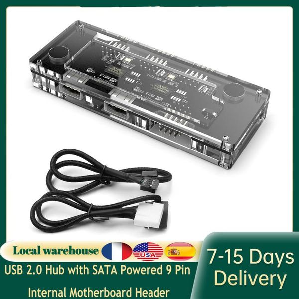 

hubs usb 2.0 hub with sata powered 9 pin internal motherboard header 5 ports splitter adapter for windows linux