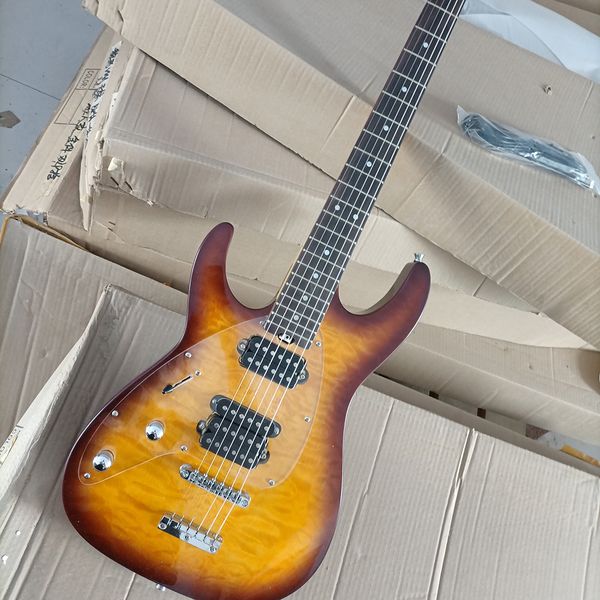 

6 strings left handed purple electric guitar with rosewood fretboard,flame maple veneer
