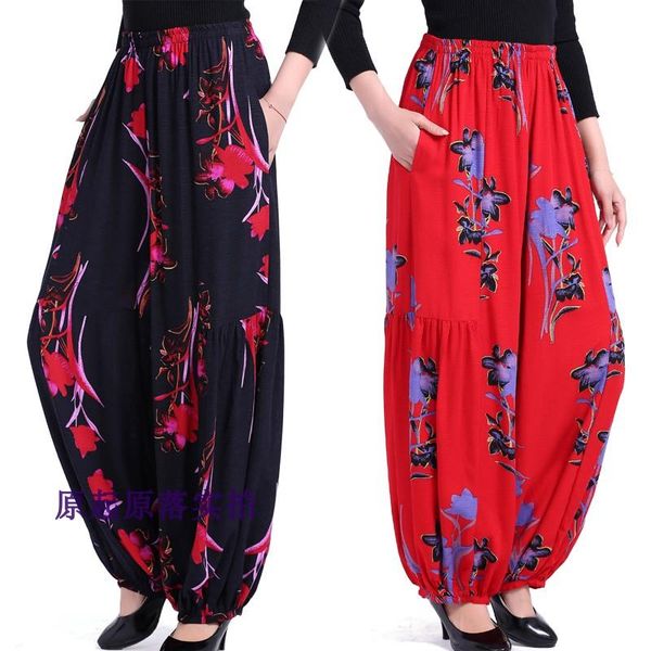 

women's pants & capris the national wind dance printing fashion cotton and linen wide leg trousers, Black;white