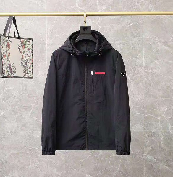 

mens jacket hooded spring autumn style windbreaker coat long sleeves fashion jackets with zippers letters striped red fit outwears coats siz, Black;brown