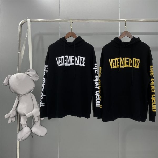 

street fashion new vtm events graffiti letters casual hip hop os loose hoodie, Black
