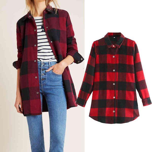 

women's down & parkas spring turn collar sanding coat plaid print elegant wool jacket autumn long casaco feminino 2817, Black