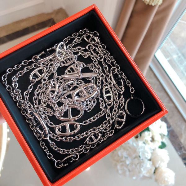 

chains pig nose necklace long sweater chain 925 silver h wallet shoulder