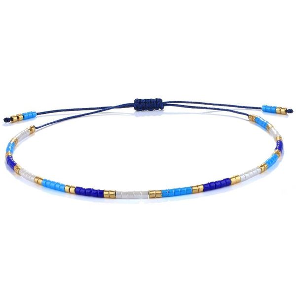 

charm bracelets quanchi blue gold miyuki bracelet pulseras handmade simple multi glass crystal beads for women rope chain jewelry, Golden;silver